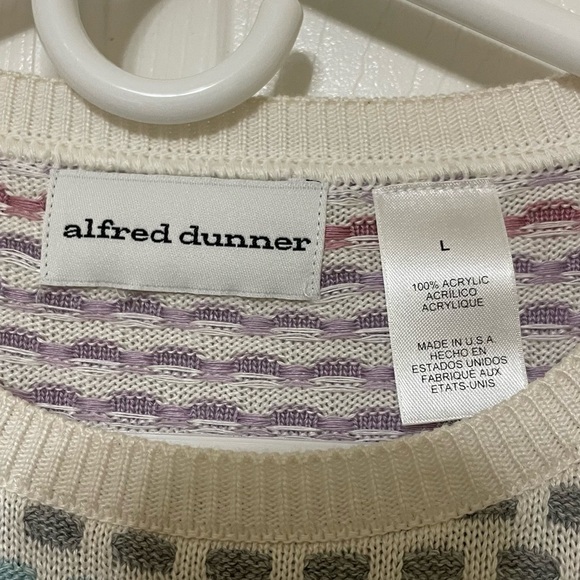 Alfred Dunner multi colored Crew Neck Sweater with Geometric Knit design - Picture 3 of 7